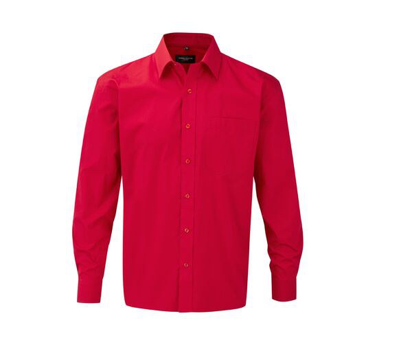 RUSSELL COLLECTION JZ936 - MENS LONG SLEEVE CLASSIC PURE COTTON POPLIN SHIRT