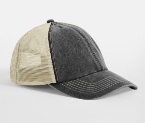 BEECHFIELD BF672 - 6 PANEL VINTAGE TRUCKER Vintage Black/Stone