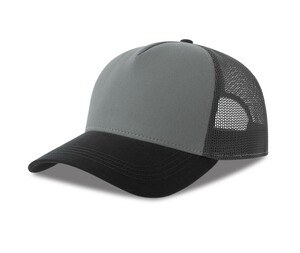 ATLANTIS HEADWEAR AT228 - 5-panel cotton trucker-style cap Light Grey/Dark Grey/Black